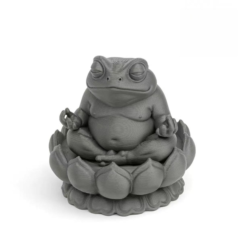 Meditation Frog Figurine, Chubby Zen Frog Print, Perfect Gift for Home & Office Decoration