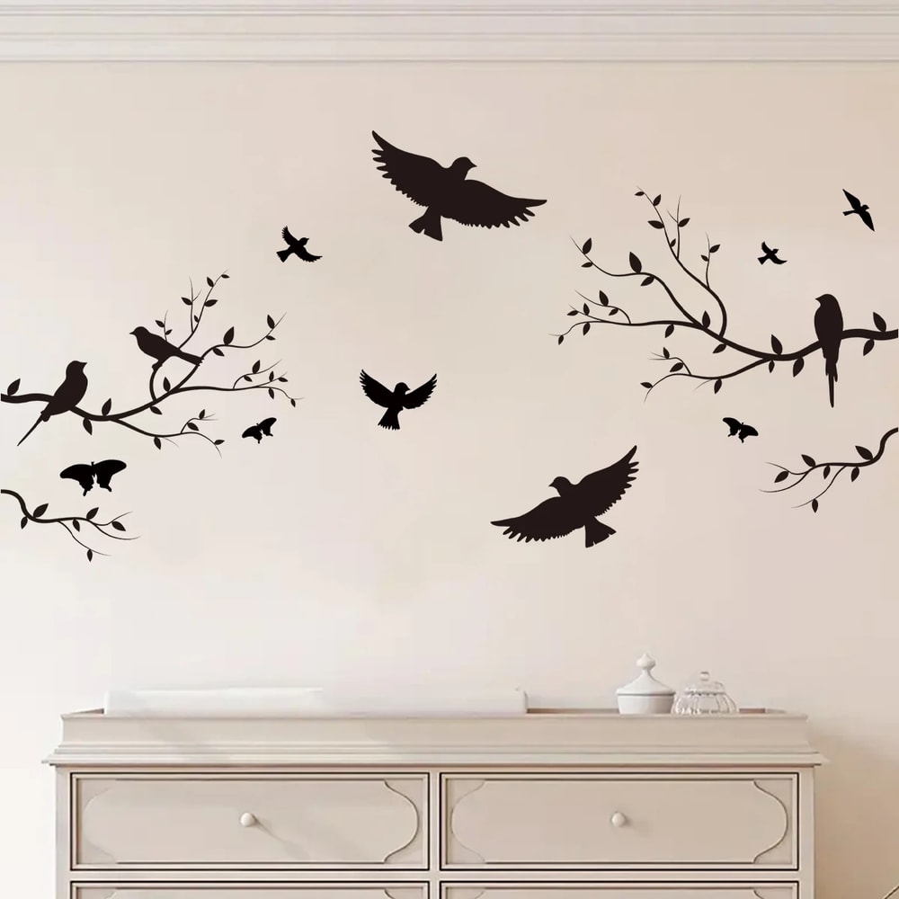 Kids Room Decoration Branch Bird Silhouette Wall Stickers, Living Room Wall Decals, DIY Home Bedroom Decor