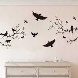 kids room decoration branch bird silhouette wall stickers, living room wall decals, diy home bedroom decor