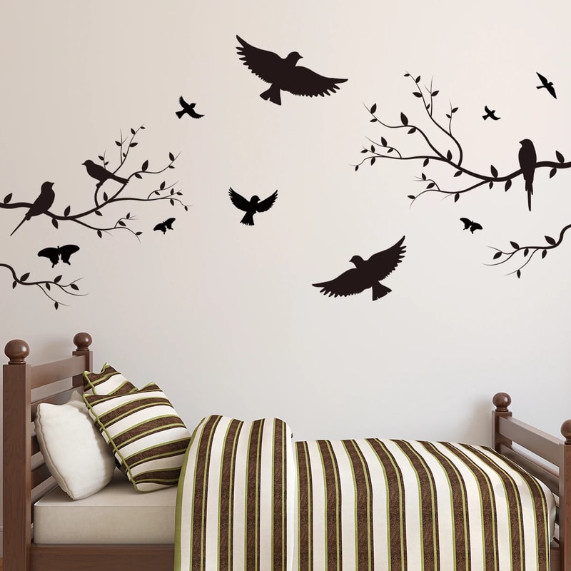 Kids Room Decoration Branch Bird Silhouette Wall Stickers, Living Room Wall Decals, DIY Home Bedroom Decor