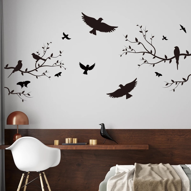 Kids Room Decoration Branch Bird Silhouette Wall Stickers, Living Room Wall Decals, DIY Home Bedroom Decor