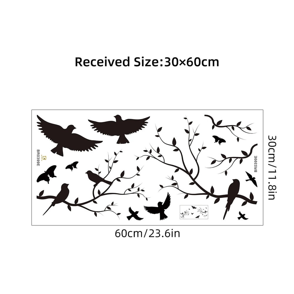 Kids Room Decoration Branch Bird Silhouette Wall Stickers, Living Room Wall Decals, DIY Home Bedroom Decor