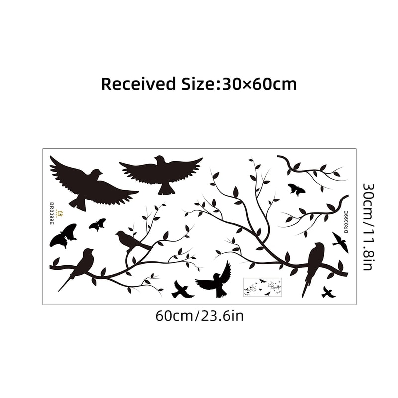 Kids Room Decoration Branch Bird Silhouette Wall Stickers, Living Room Wall Decals, DIY Home Bedroom Decor