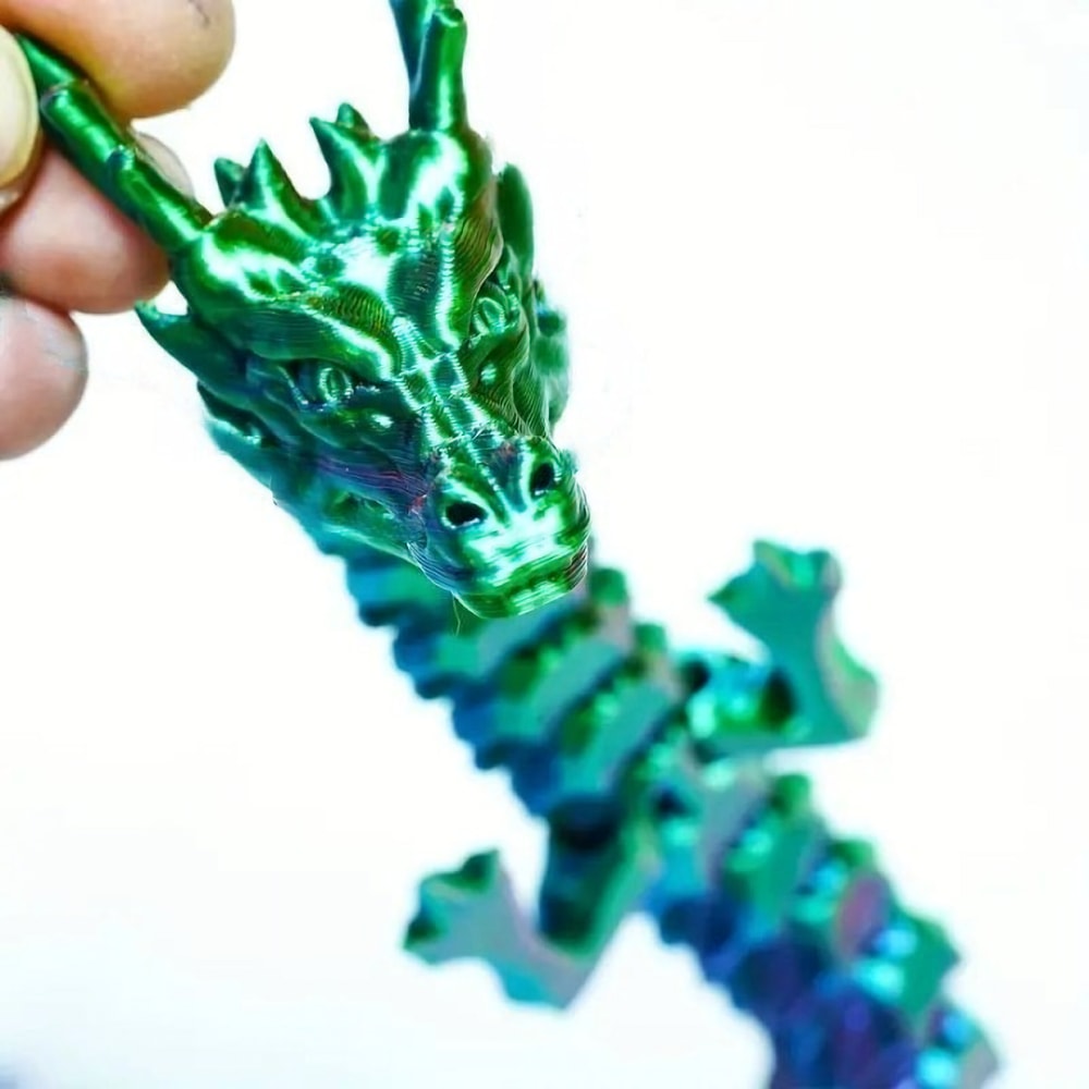 Flexible Joints for Customizable Poses, Printed Chinese Dragon Ornament, Unique Anime-Inspired Collectible