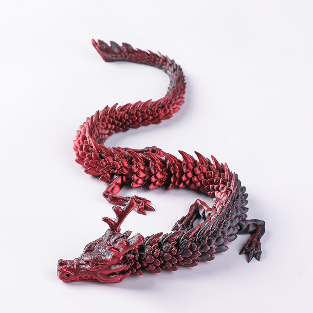Flexible Joints for Customizable Poses, Printed Chinese Dragon Ornament, Unique Anime-Inspired Collectible
