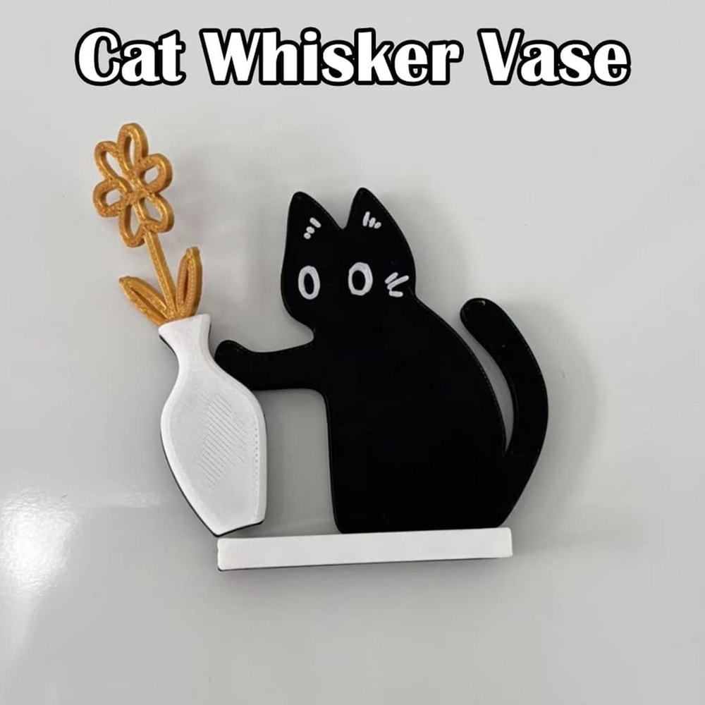 Cute Cat Pushing Vase Decor Fridge Magnet Cat Lovers Memorial Box Whisker Collection Gift For Home 1