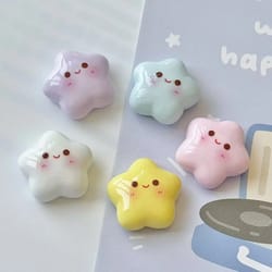 durable star-shaped magnetic fridge magnets, pastel colors with smiling faces, ideal for home decoration