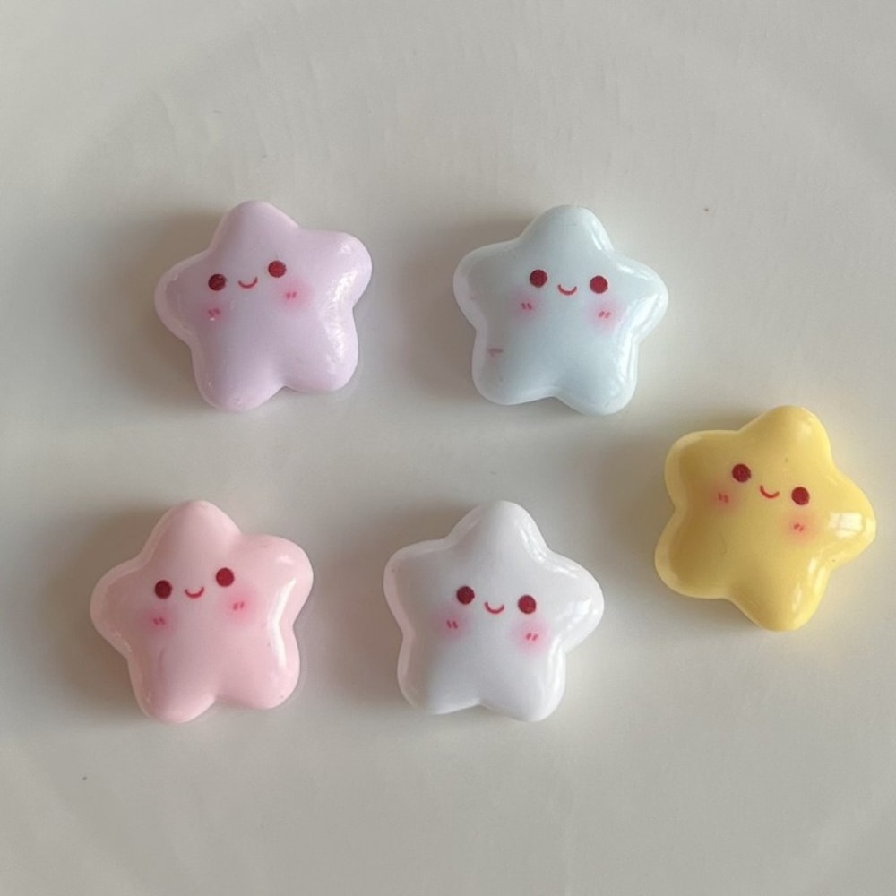 Durable Star-Shaped Magnetic Fridge Magnets, Pastel Colors with Smiling Faces, Ideal for Home Decoration