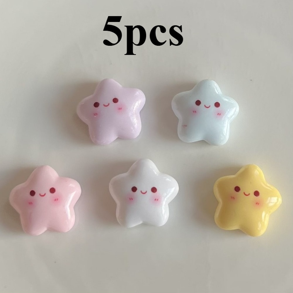Durable Star-Shaped Magnetic Fridge Magnets, Pastel Colors with Smiling Faces, Ideal for Home Decoration