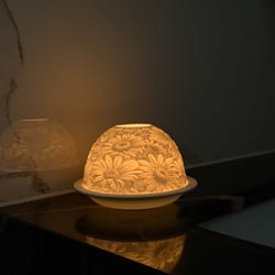 candle dome holder candlestick for women, lumina ceramic flowers tea light, wedding dinner, girlfriend gifts, room home