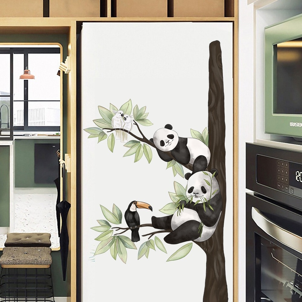 Children's Room Cartoon Cute Panda Branch Wall Stickers, Home Decoration for Kids and Kindergartens