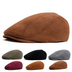 vintage men women newsboy hat, new suede autumn winter beret, casual flat visor cap berets for head circumference