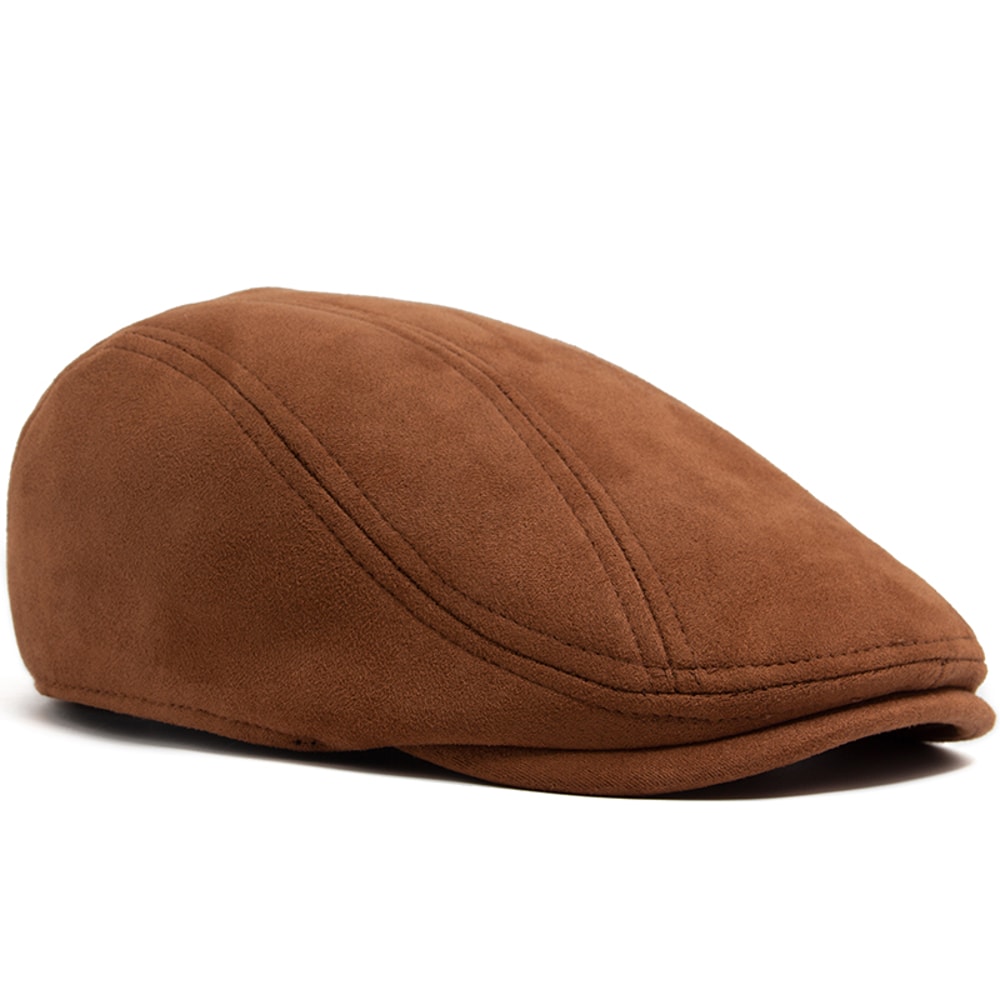 Vintage Men Women Newsboy Hat, New Suede Autumn Winter Beret, Casual Flat Visor Cap Berets for Head Circumference