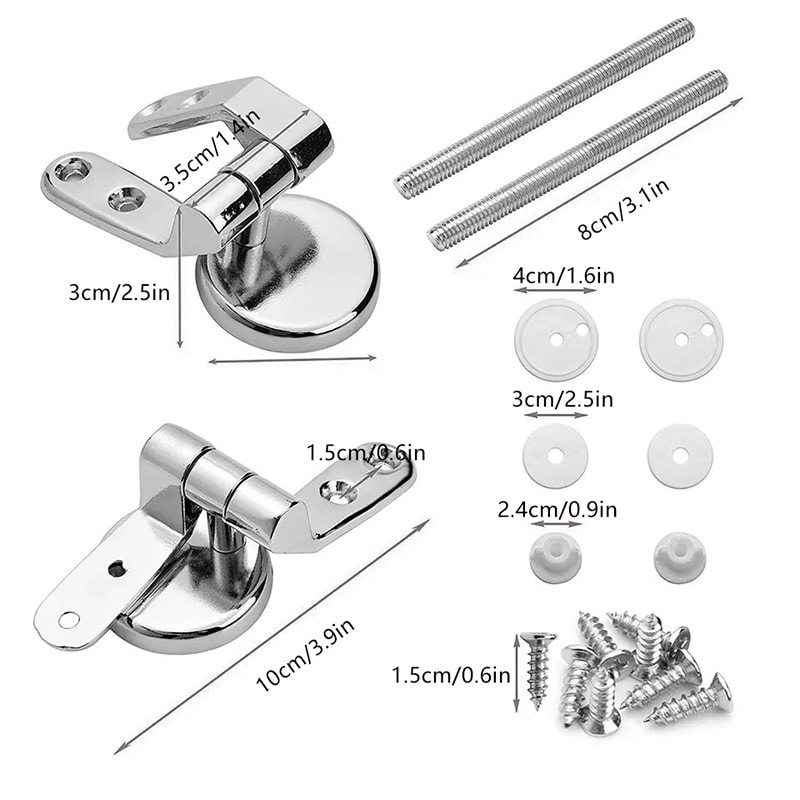 Soft Close Toilet Seat Slow Closing Lid, Round Hinge Fitting Tank Bowl Bolts Kit Covers