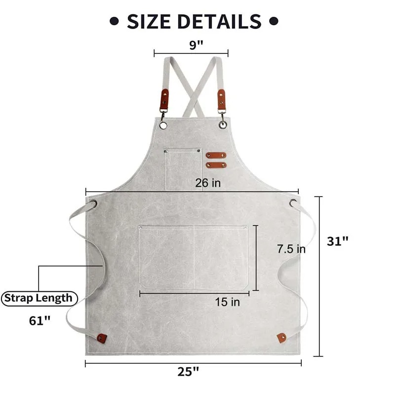Fashion Canvas Apron OilProof Wipe Hands Kitchen Cooking Apron With Tool Pockets For Men And Women 2