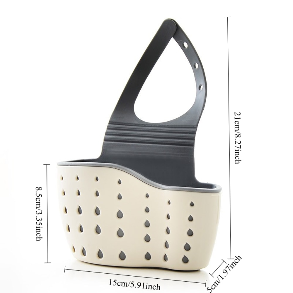 Drain Rack for Kitchen Faucet, Adjustable Sponge Holder, Sink Hanging Basket, No Drill Drying Storage Bag Organizer