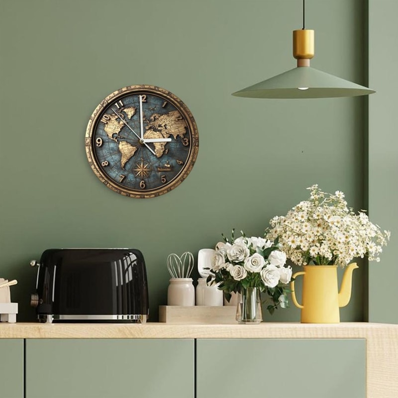 Vintage Sailboat Theme Nautical Wooden Wall Clock, Quartz Silent Round Clocks, Home Decoration Crafts, Wood