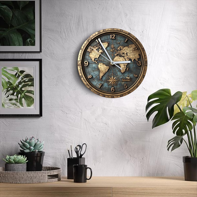 Vintage Sailboat Theme Nautical Wooden Wall Clock, Quartz Silent Round Clocks, Home Decoration Crafts, Wood