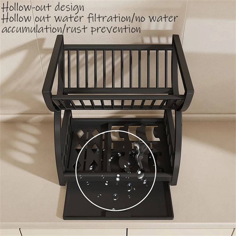 Dish Plate Organizer With Drainage Rack MultiFunctional Kitchen Storage Rack Countertop Utensil Hol 4