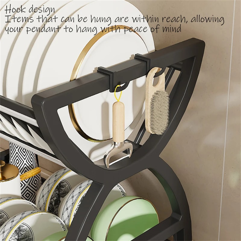 Dish Plate Organizer With Drainage Rack MultiFunctional Kitchen Storage Rack Countertop Utensil Hol 5