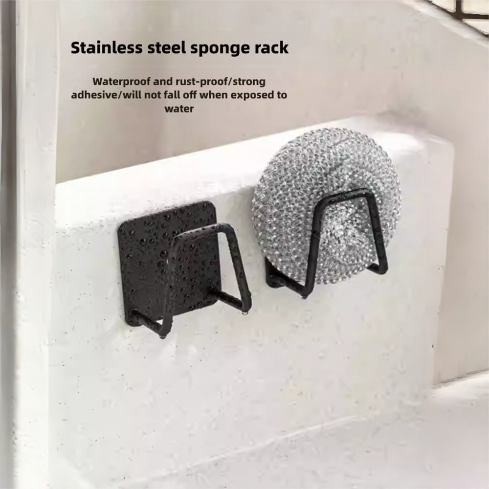 Self-Adhesive Kitchen Sponge Rack Sink, Stainless Steel, Ideal for Bathroom and Kitchen Storage