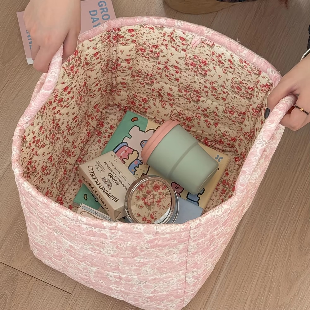 Fashionable Rural Flower Dirty Clothes Basket, Large Capacity Foldable Storage