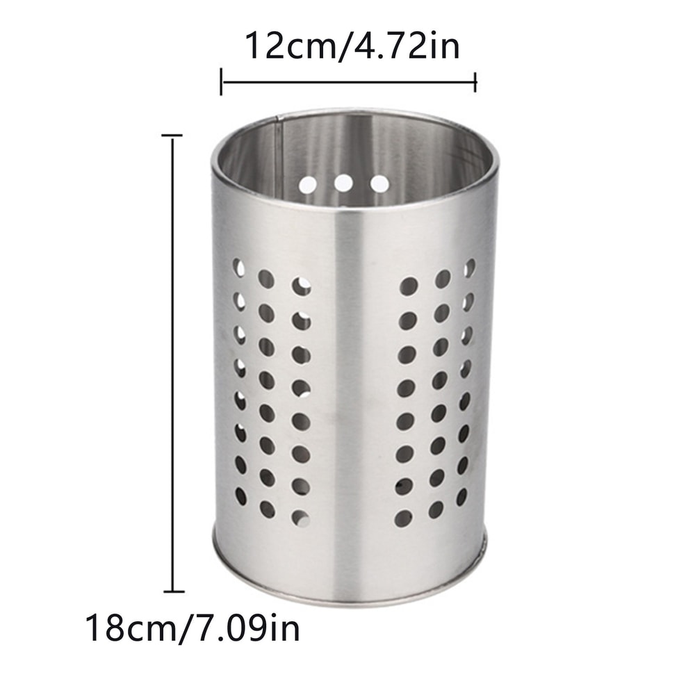 Perforated Stainless Steel Chopstick Holder, Tableware Storage Cylinder, Utensil Drying Rack