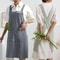 Denim Apron Cotton and Linen Solid Color, Women Japanese and Korean Simple Apron, Coffee Shop Florist Kitchen Blouse