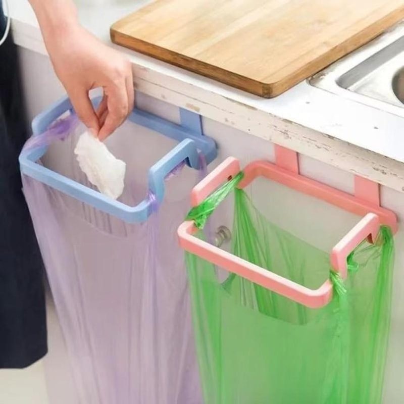 Plastic Garbage Bag Holder for Kitchen Cabinet Door, Hanging Cloth Holder for Home Storage