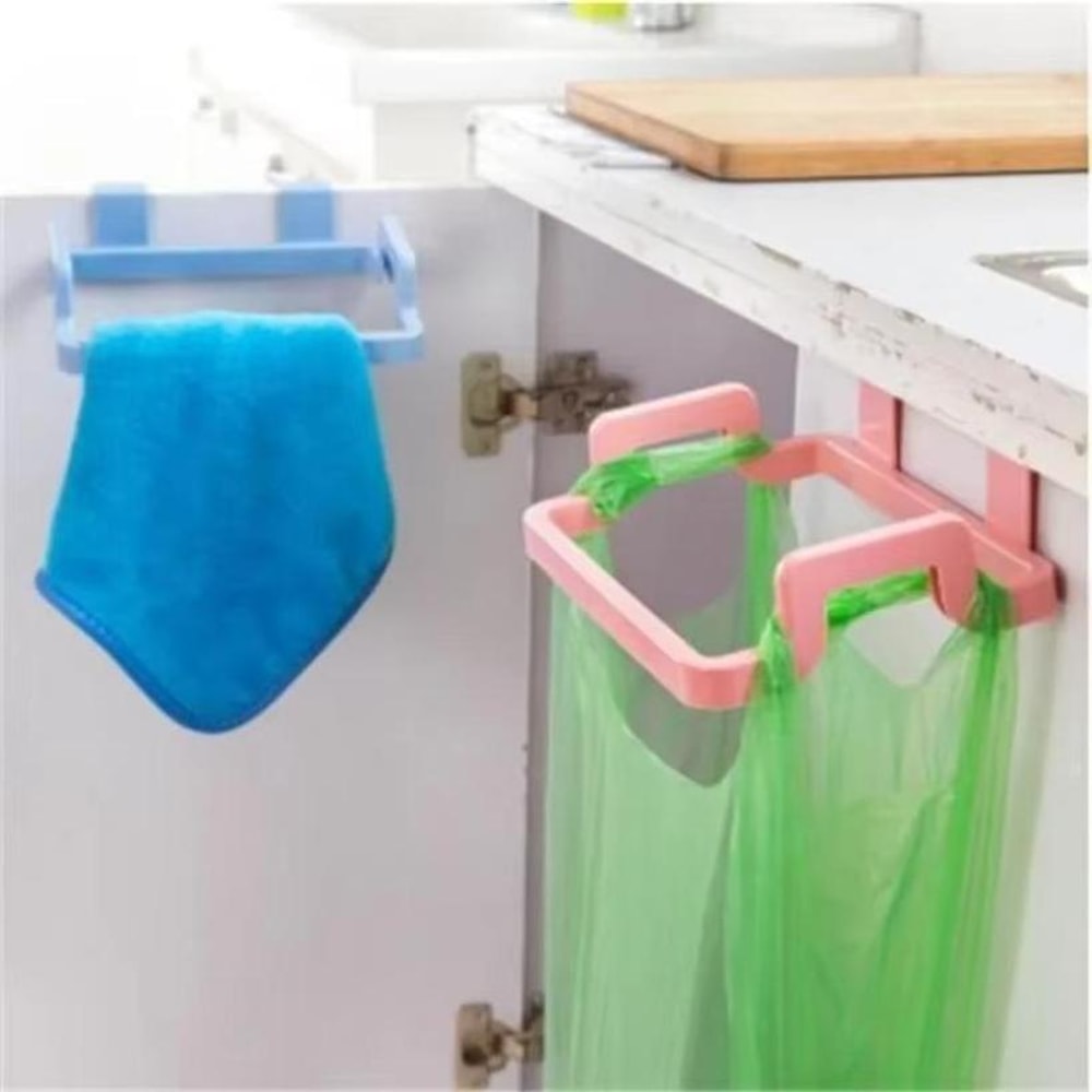 Plastic Garbage Bag Holder for Kitchen Cabinet Door, Hanging Cloth Holder for Home Storage