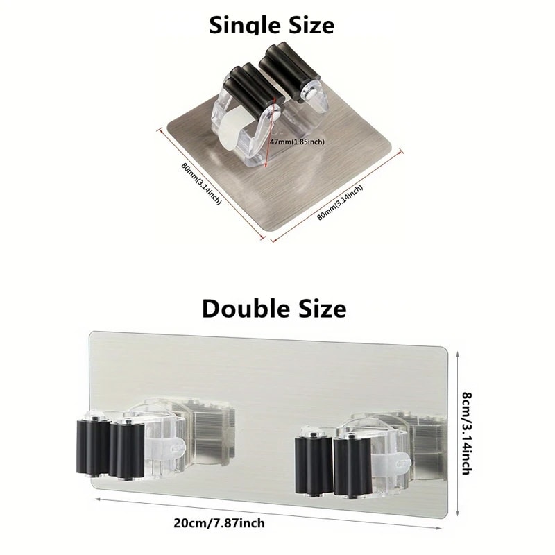 Household Strong Adhesive Mop Hook No Punching Traceless Mop Holder Single Head Double Head Mop Cli 4