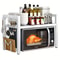 Microwave Holder with Hooks, Expandable Microwave Shelf, Kitchen Storage Rack, Extendable Microwave Baking Rack