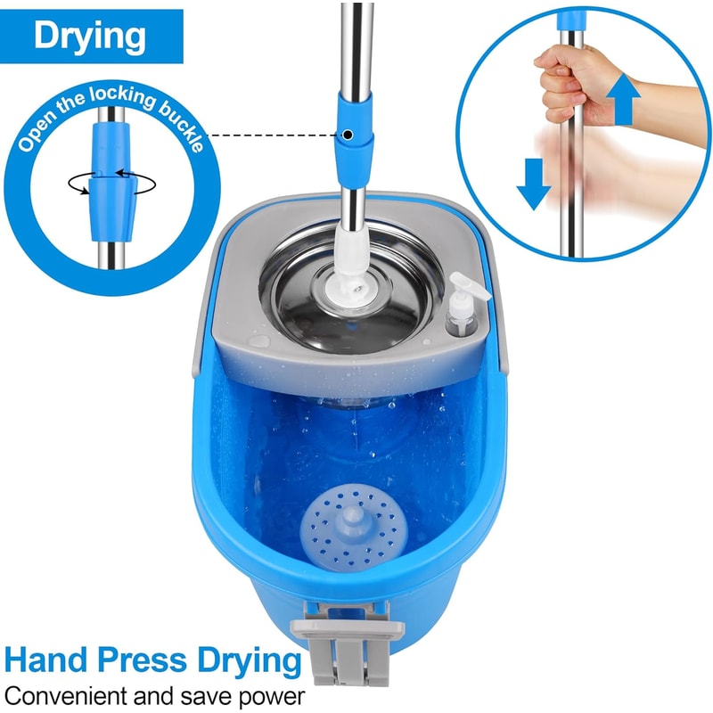 Extended Handle Spinning Cleaning Tools with Microfiber, Household Item Replacement Heads