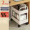 Space-Saving Rolling Storage Cart with Portable Handle for Bedroom, Bathroom, Kitchen, Office - Standing Shelf Organizer