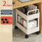 Space-Saving Rolling Storage Cart with Portable Handle for Bedroom, Bathroom, Kitchen, Office - Standing Shelf Organizer