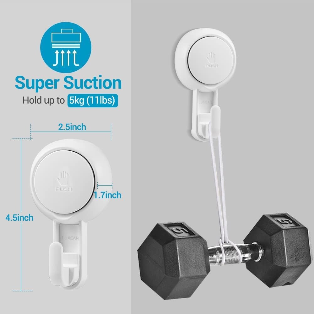 Suction Hook Hanger, Waterproof Storage Holder for Wall, Bathroom, Kitchen Towel Organization