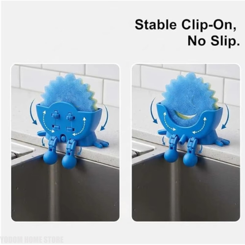 Adjustable Drain Rack Holder, Smiling Sponge Holder with Drain, Kitchen Soap Storage Organizer