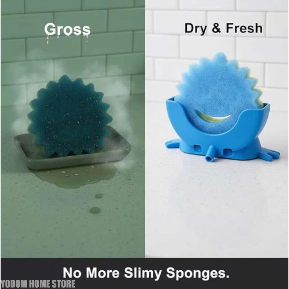 Adjustable Drain Rack Holder, Smiling Sponge Holder with Drain, Kitchen Soap Storage Organizer