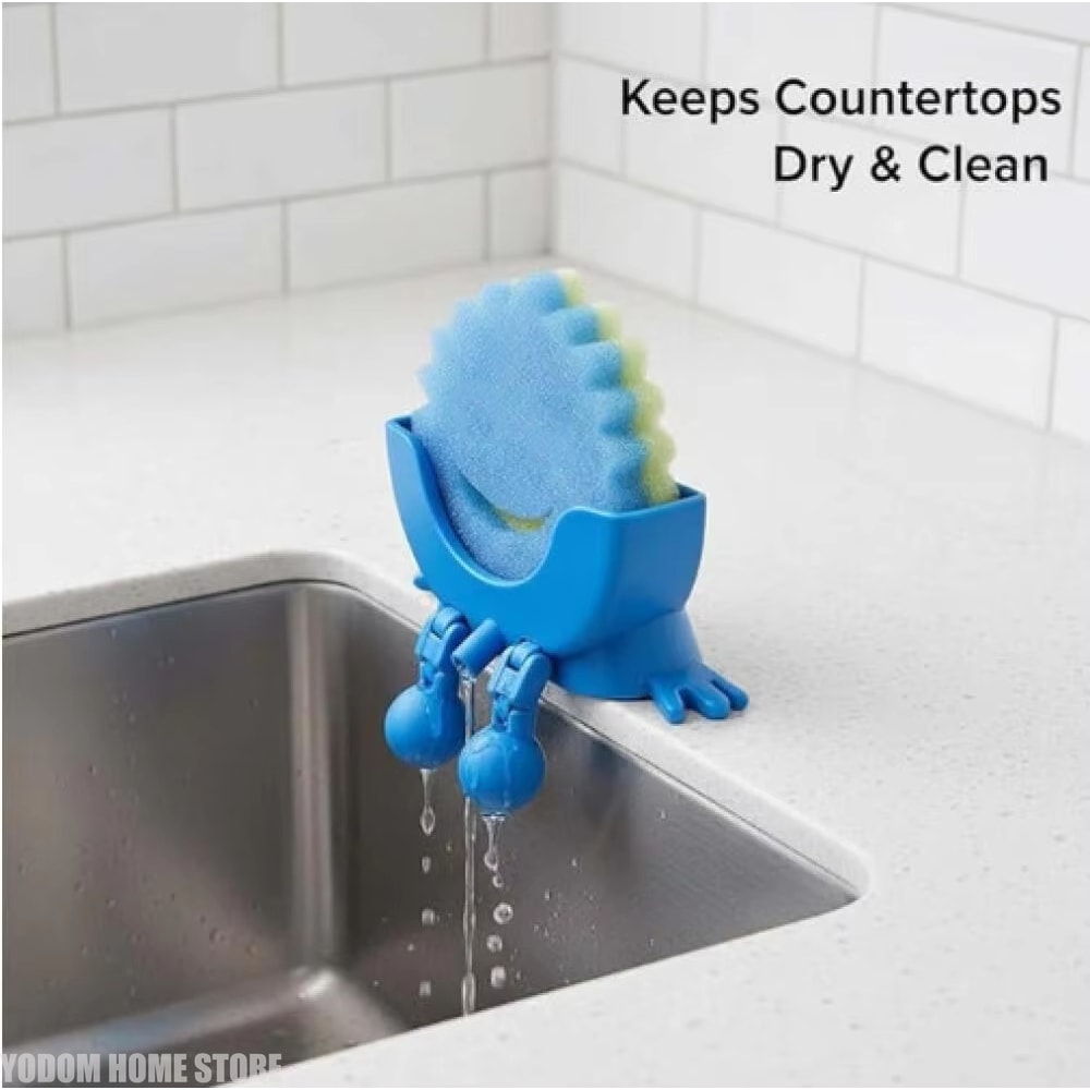 Adjustable Drain Rack Holder, Smiling Sponge Holder with Drain, Kitchen Soap Storage Organizer