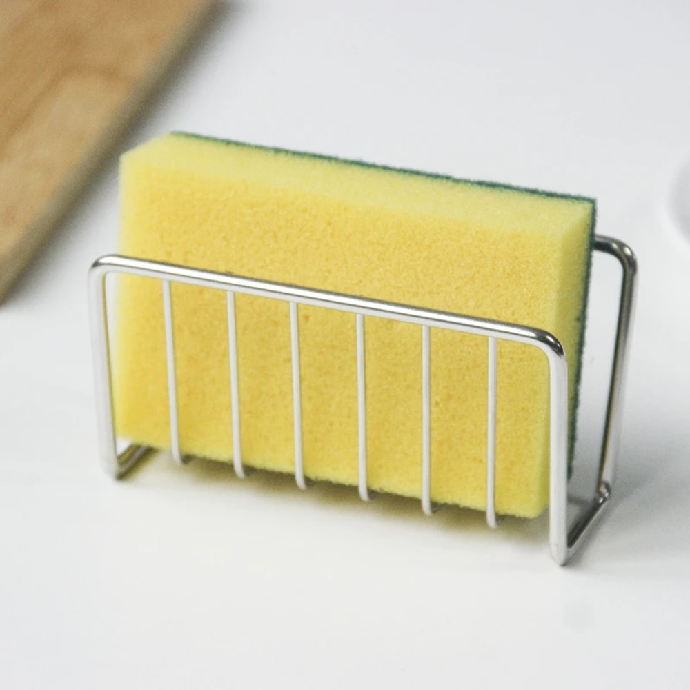 Stainless Steel Sink Sponge Rack Drain Storage Shelf Kitchen Organizer Holder Wire Ball Rag 2