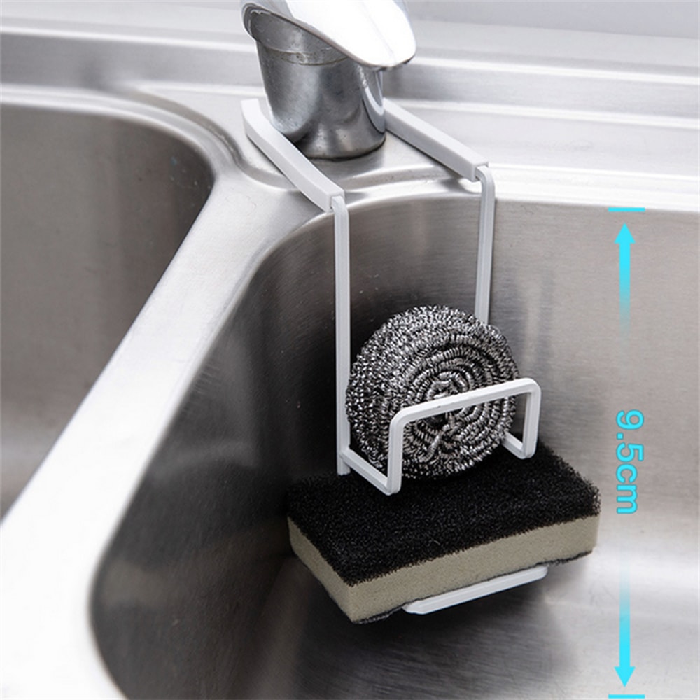 Small Kitchen Sink Sponge Holder, Durable Metal Organizer, Drainer Faucet Rack