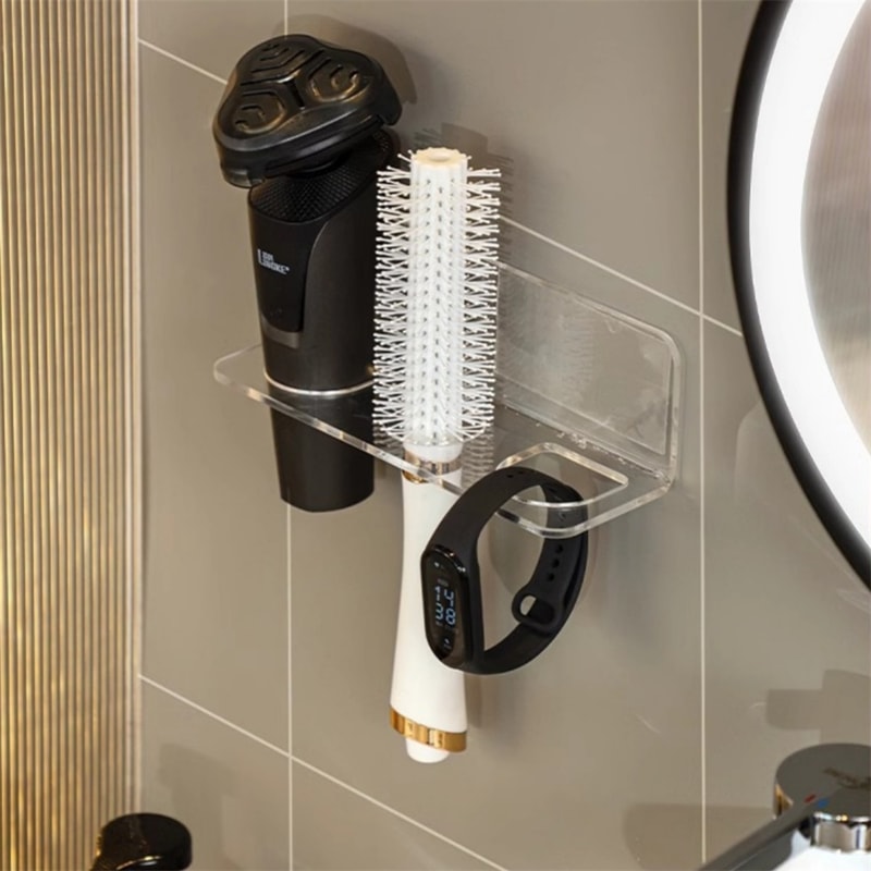 Clear Transparent Acrylic Comb Holder Organizer WallMounted Hair Brush Rack Home Bathroom Shelves 2
