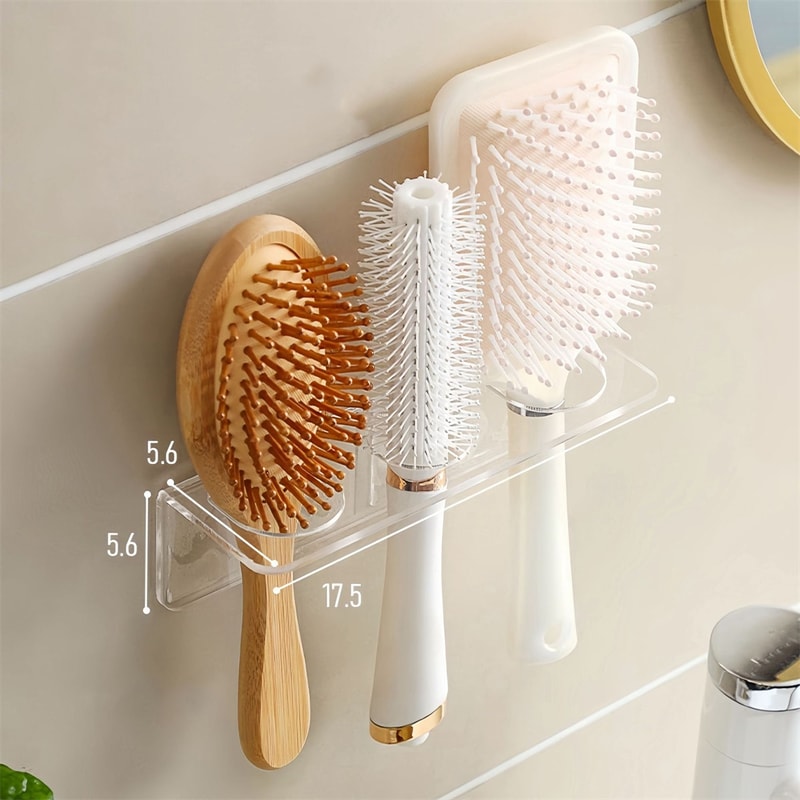 Clear Transparent Acrylic Comb Holder Organizer WallMounted Hair Brush Rack Home Bathroom Shelves 4