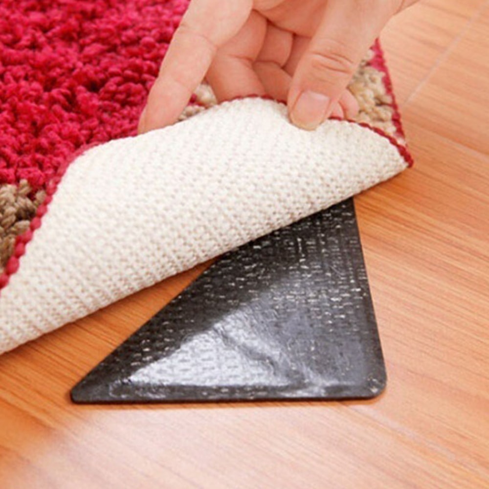 Washable Silicone Rug Grippers, Non-Slip Corner Pads for Carpet & Floor Mat in Kitchen & Bathroom