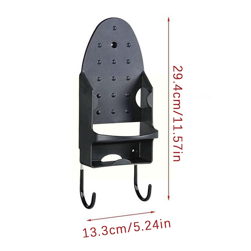 Ironing Board Hanger, Portable Wall Mount Iron Holder, Black White Storage Rack for Household & Hotel