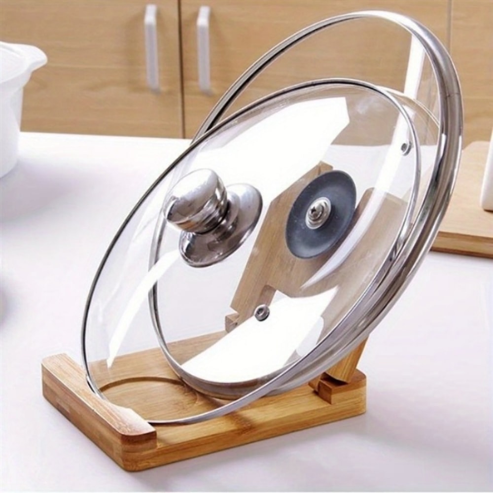 Bamboo Pot Holder Lid, Multifunctional Bamboo Lid Bracket, Environmentally Friendly Kitchen Accessories