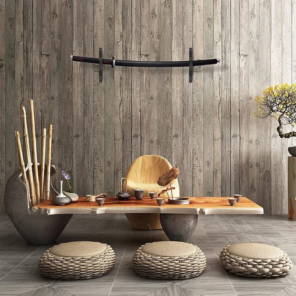 Adjustable Display Rack, Wall Mount Wooden Sword Stand Holder, Samurai Katana Tanto Sword Hook Hanger for Knife Cosplay