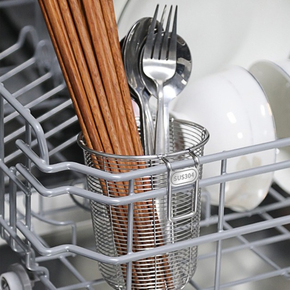 Stainless Steel Kitchen Cutlery Holder, Drainable Chopsticks Tube Tableware Organizer, Wall Mounted Spoon Fork Rack