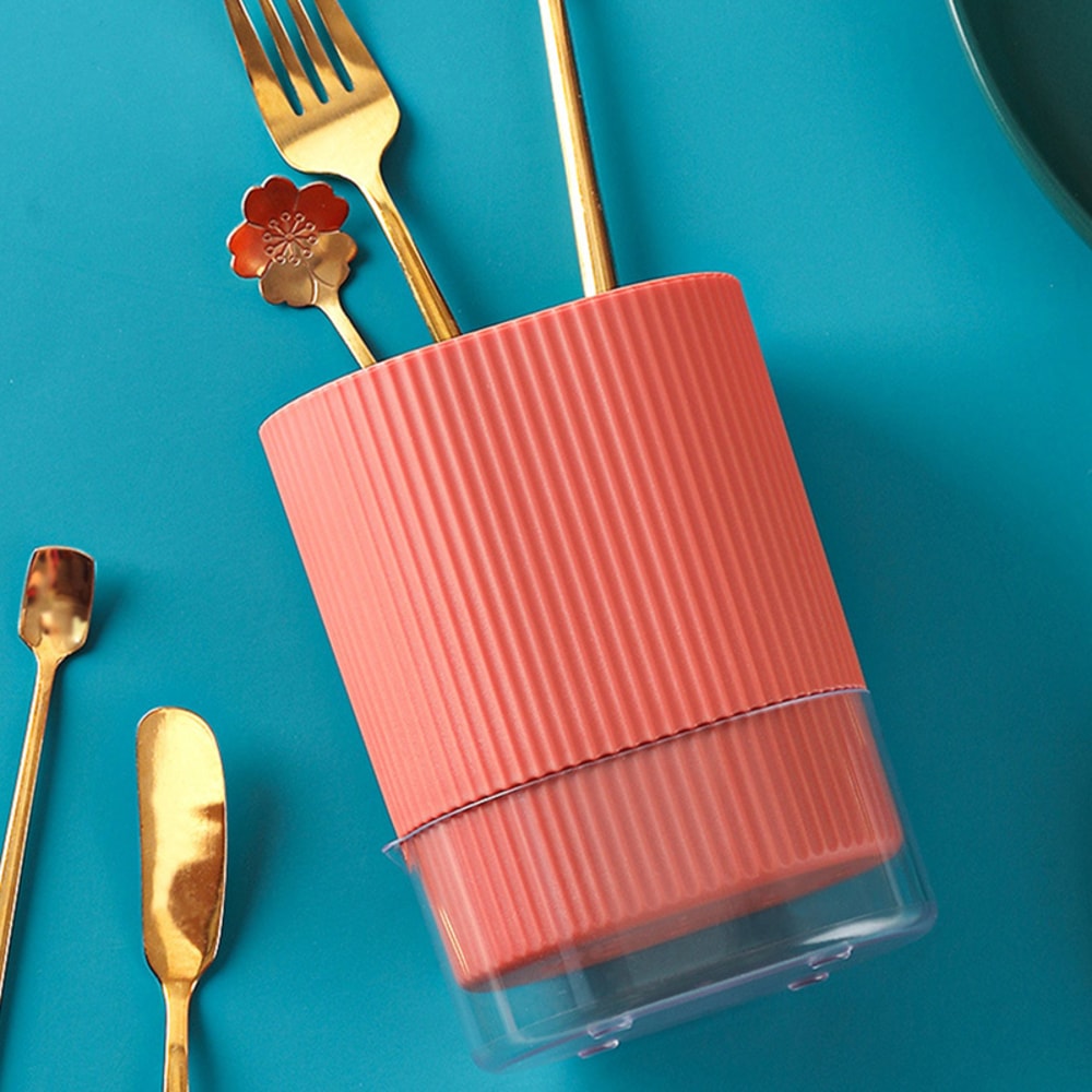 Divided Dish Drainer, New Kitchen Utensil Holder Grid with Tray, Spoon Fork Tableware Storage Box