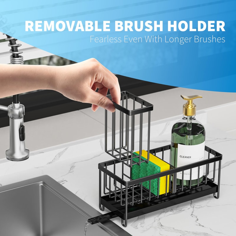 Must Have Kitchen Accessories, Kitchen Sink Sponge Holder with High Brush Rack